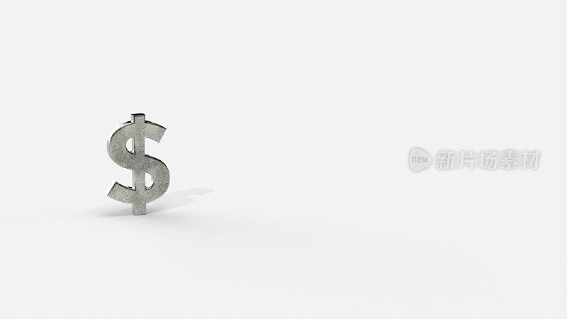 Silver 3d dollar render minimalistic simple symbol design isolated on white background. Forex Trading concept. Currency 3DÂ rendering Illustration. Copy space